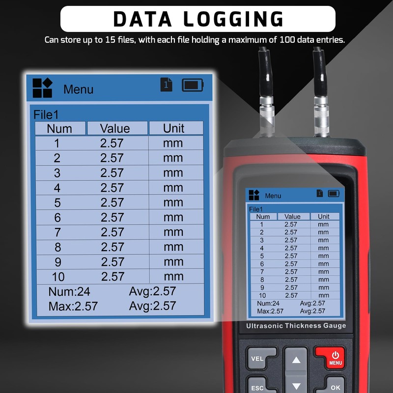 Ultrasonic Thickness Gauge Digital Metal Thickness Gauge, 0.03~11.8inches Range Coating