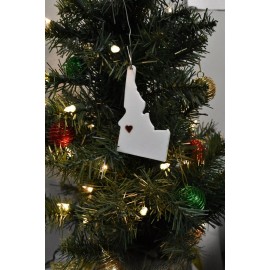 IDAHO STATE OUTLINE BOISE RED HEART CUTOUT HANGING HOLIDAY ORNAMENT USA PR244-ID