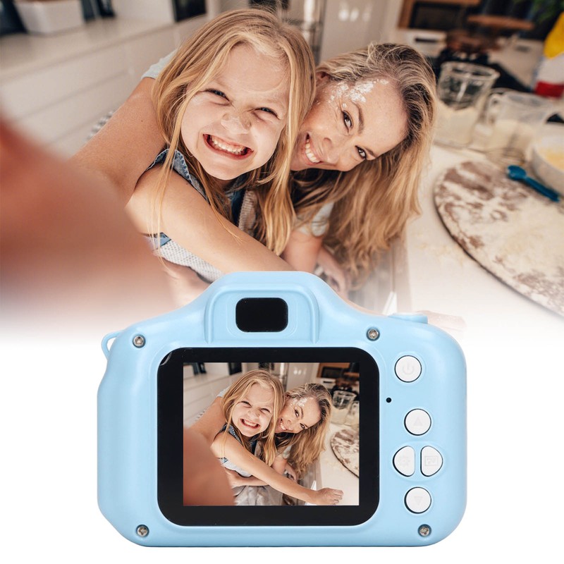 Kids Camera 2.0in IPS Screen Blue Comfortable Grip Rounded Body