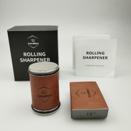 AstraMart Rolling Knife Sharpener - Kitchen Tool for Razor-Sharp Blades Honing Grinding & Polishing - Roller Knife Sharpeners for Kitchen Knives Serrated Scissors - Easy to Use & Non-Slip Base