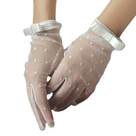 Acenail Lace Gloves White Women’s Wedding Gloves Floral Short Bridal Gloves Elegant Summer Gloves Evening Tea Party 20s Opera Gloves (#1 White)
