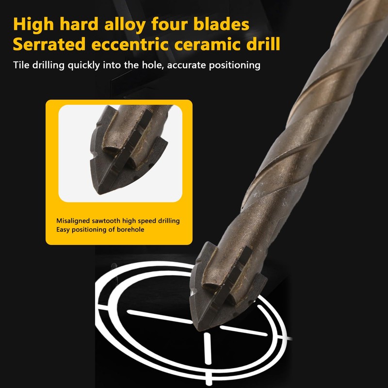 Honkdtyun 5 Count Four Edged Serrated Eccentric Drill Bit Set,New