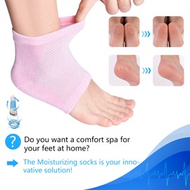 Moisturizing Socks, Moisturizing/Gel Heel Socks for Dry Cracked Heels, Ventilate Gel Spa Socks to Heal and Treat Dry, Open Toe Socks, Gel Lining Infused with Vitamins-3 Pairs