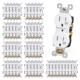 AIDA Duplex Receptacle Outlet, TR & WR Outlets, Residential, 3-Wire, Self-Grounding, 15Amp 125V, UL Listed, White(50 Pack)