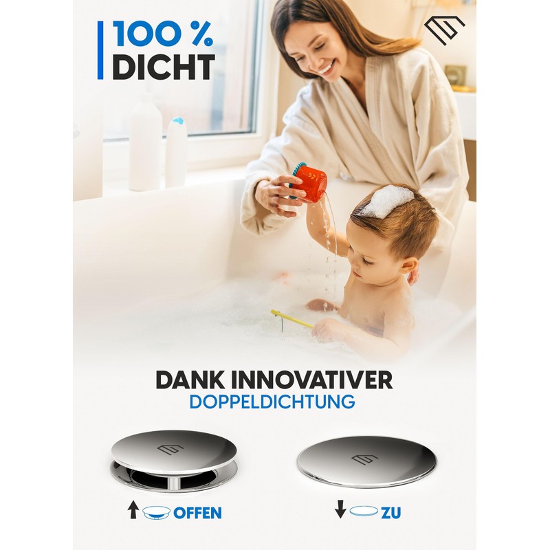 EDELER® 2-Piece Bath Plug Universal Fit - Bath Plug Closure