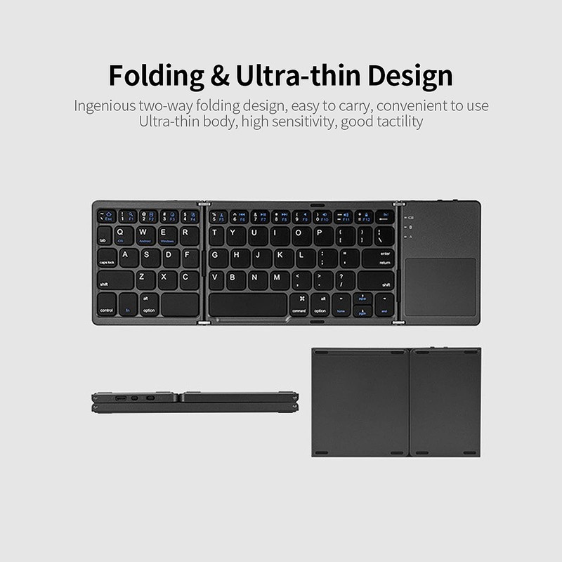 Qudai Teclado inalámbrico BT Teclado Plegable Teclado portátil Ultra Delgado