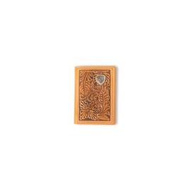 ARIAT Trifold Floral Embossed Logo Wallet, Nutmeg