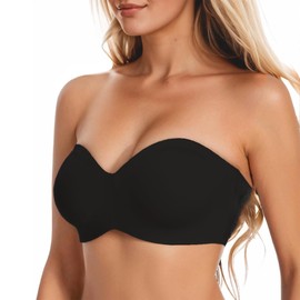 WENPOUTR Black Strapless Bras for Women,Plus Size Minimizer Bra Seamless Size 40DDD Bra Unpadded Support Large Breasts Bras
