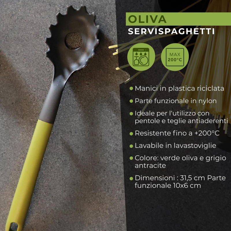 Fackelmann Servispaghetti con manico in plastica riciclata, materiale parte funzionale