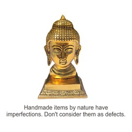 Metal Buddha Statue for Home Decor, Gautam Buddha face showpiece feng Shui Figurine Reiki Zen Meditation Spiritual Idol Sculpture for Living Room Decoration 6"