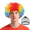 BSBUY Afro Wig Men's Curly Wig Disco Clown Wig Rainbow