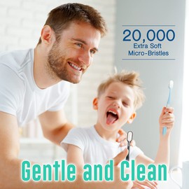 ACASSA, Super Soft Toothbrush, Nano Toothbrush, Micro Toothbrush, 20000 Bristle, Gum Toothbrush, Toothbrush in Case, Sensitive Toothbrushes, Nano Toothbrushes for Adults and Kids, Slim, Black, White