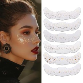 Brillos Para La Cara Glitter Para Cara Pecas De Glitter 6 Pzs Dorado | Impermeable, fácil de aplicar, oro, plata y arcoíris, ideal para festivales, fi