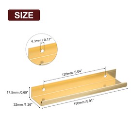 sourcing map Cabinet Finger Edge Pull, 10pcs 150mm/5.91 Aluminum Alloy Back Mount Hidden Cabinet Pulls Concealed Handle for Home Kitchen Drawer Cabinet, Gold