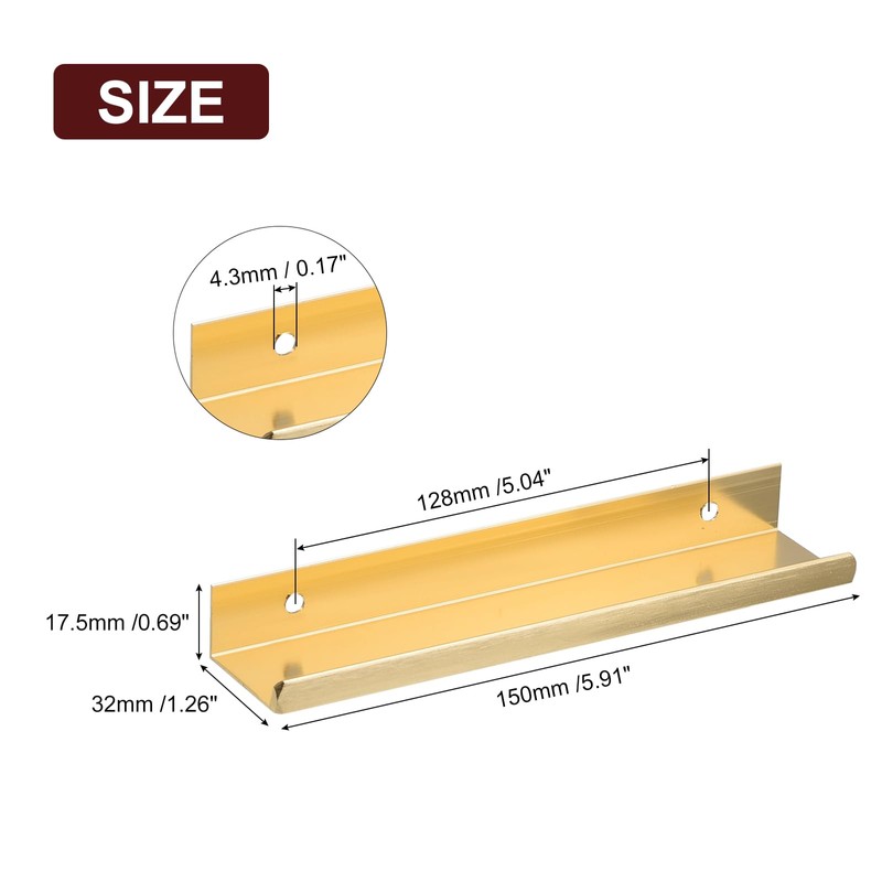sourcing map Cabinet Finger Edge Pull, 10pcs 150mm/5.91 Aluminum Alloy