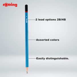 rOtring Set of 4 Wood case Pencils HB : Blue - Green - 2X Reds