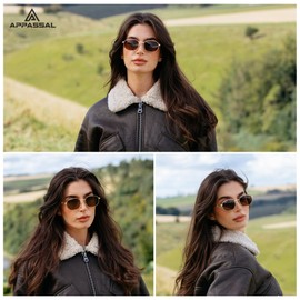 Appassal Retro Oval Sunglasses for Women Y2k 90s Sunnies Trendy Narrow Small Metal Sun Glasses AP3726 Silver/Blue