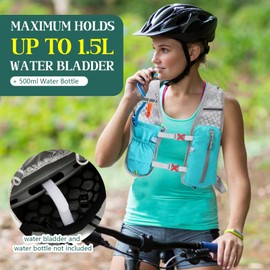 Running Hydration Vest Backpack Lightweight Running Vest Women mens Compatible with 1.5L Water Bladder Reflective Hydration Backpack for Cycling Marathon Hiking (Green, One Size)