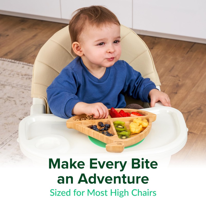 Bamboo Divided Suction Plate Baby - Strong Suction Toddler Plates