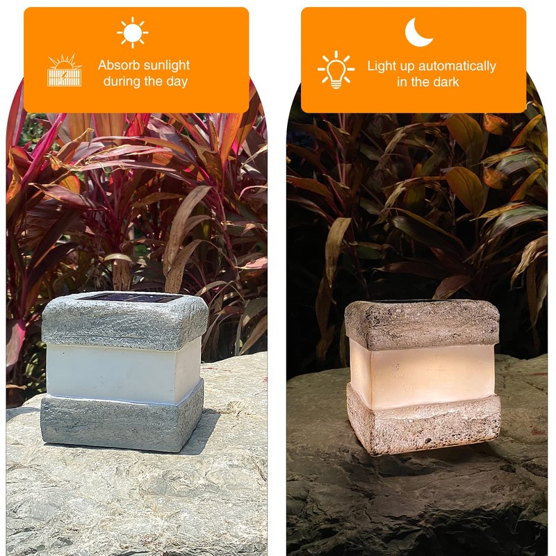 2 Pack Solar Rock Lights Outdoor - Solar Powered Landscape