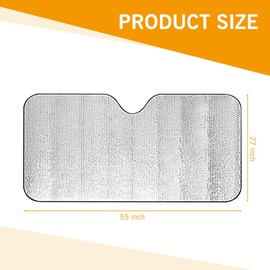 1 PC Foldable Sun Cover, 51.18" x 23.62" Car Front Windshield Sunshade, Universal Cars Sunshield Accessories, for Most Cars (Silver)