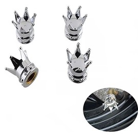 Silver Crown Chrome Plated Car Wheel Tire Tyre Valve Dust Caps Covers Tire Set of 4 (Silver)