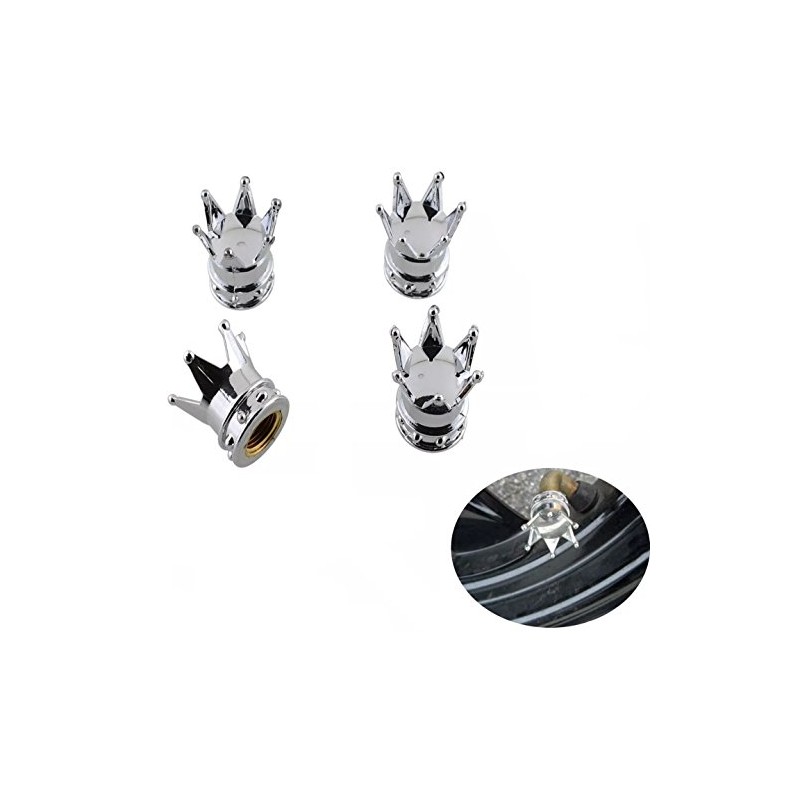 Silver Crown Chrome Plated Car Wheel Tire Tyre Valve Dust