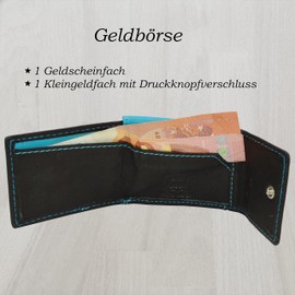 flevado Sporty Handy Wallet with Key Fob Case Sports Purse in Black/Blue, black-blue