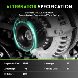 WAGSON 13980N Alternator Replacement For 2003-2007 Honda Accord 2.4, 2006-2011 Civic 2.0, 2007-2011 CRV 2.4, 2003-2011 Element 2.4, A.cur.a 04-08 CSX 2.0L, 04-08 TSX 2.4L, 104210-4732, 31100-RAA-A01