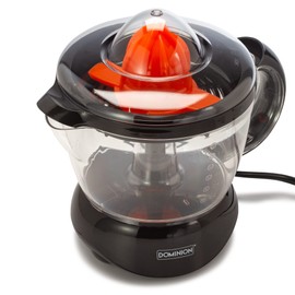 Dominion Extractor eléctrico de exprimidor de cítricos sin BPA, control de pulpa de volumen compacto, naranjas, limones, limas, pomelos con boquilla de fácil vertido, 40 onzas, incluye dos conos de exprimir, negro