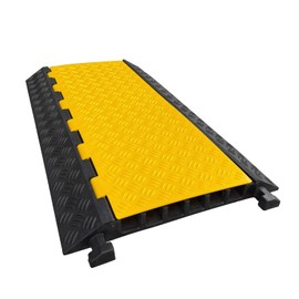 F COME 6 Channel Heavy-Duty Rubber Cable Ramp, 22,000 lbs Load Capacity Cable Protector Ramp, Hose & Cord Cover for Indoor & Outdoor Driveway, Garage, Stage, Warehouse