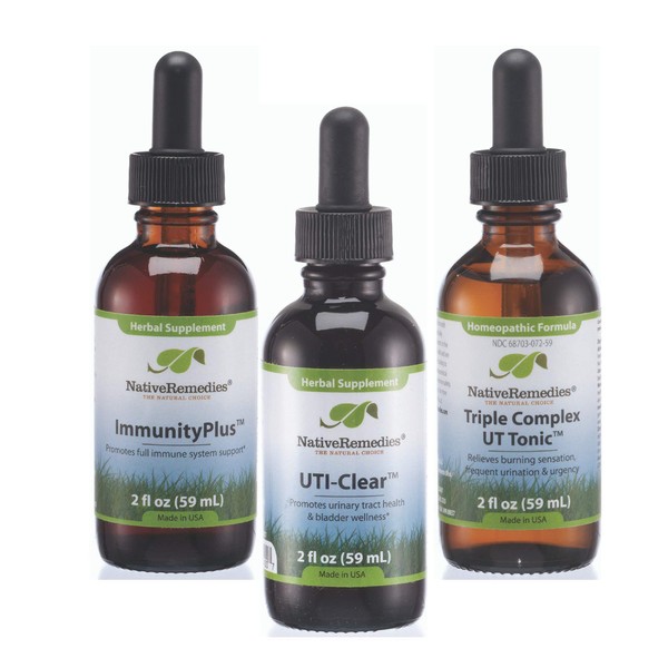 Native Remedies Immunity Plus, UTI-Clear and Triple Complex UT-Tonic 2 fl oz (each)