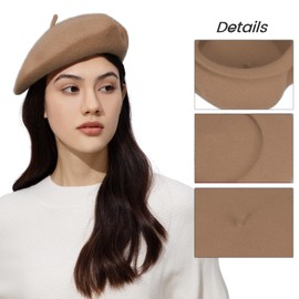 Classic Wool Beret Hats for Women Man Painter hat French Beret for Man Woman Warm Winte. (Khaki)