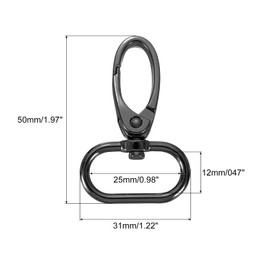sourcing map 15Pcs Swivel Clasps, 0.98 Inch Oval Ring Lobster Clasp Claw Metal Push Gate Snap Hooks for Purse Making Keychain Belt Strap, Gray Black
