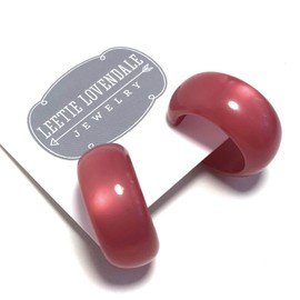 Cranberry Mauve Moonglow Lucite Bold Haskell Hoop Earrings - HASK-RD-2