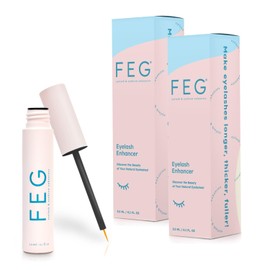 FEG Eyelash Enhancer Rapid Eyelash Growth Serum with Natural Ingredients | Lash Serum for Growing Naturally Thick, Full, and Long Eyelashes | Stimulates Natural Eyelash Growth | 2-Pack of 3ml Tubes | FEG