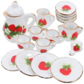1 Set Miniature Porcelain Ceramic Tea: Realistic Teapot Plates Cup Stuff Mini Tableware Saucers Platter Dish DIY for Party Decor Accessories Dollhouse