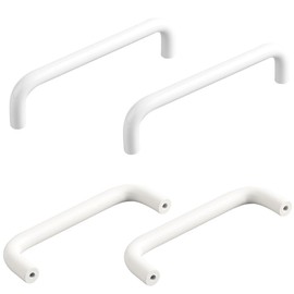 Pack of 4 Furniture Handles, Diameter 10 mm, Pull Handles for Kitchen Cabinet Doors, Cupboard Handles, Lever Handles Made of Drawer Handles, Bright White Door Handles