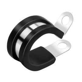 PADTON 25 Pack 3/16 Inch Stainless Steel Cable Clamps, Metal Pipe Clamps Wire Clamps Conduit clamps for Tube, Pipe or Wire Loom Installation, Rubber Cussioned