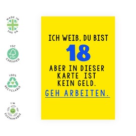 Central 23 Geburtstagskarte zum 18. Geburtstag für Männer – Ich weiß, DU BIST 18 – Lustige Geburtstagsgeschenk Für Frauen – 18 jahre geschenk - für Ihn Sie – mit Aufkleber