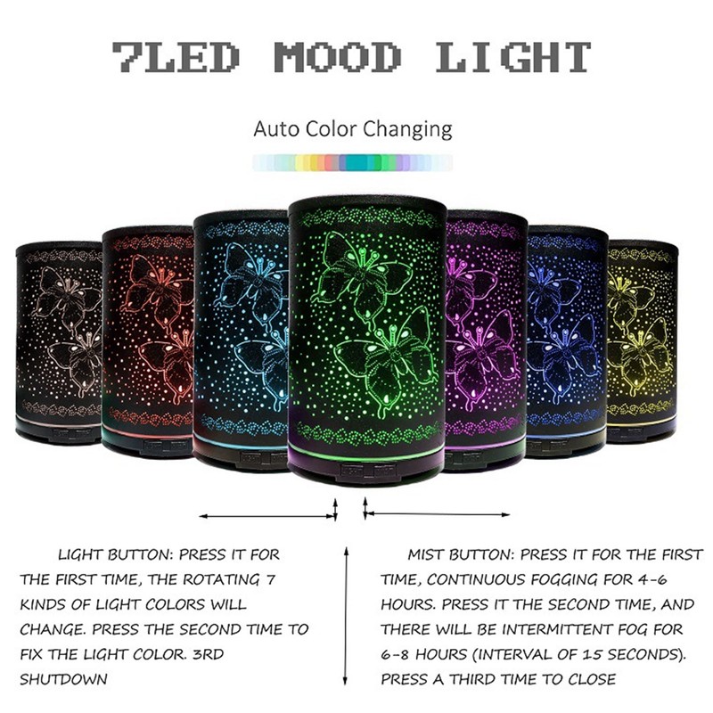 100ml Butterfly Pattern Essential Oil Diffuser Household Automatic Aroma Diffuser