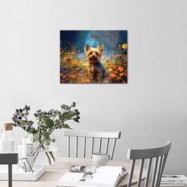 TFIAVSIN Paint by Numbers, Yorkshire Terrier in Field of Wildflowers Paint by Number for Adults, Adult Paint by Number Kits on Canvas, Easy Paint by Numbers Art Crafts 16"x20"(Frameless)