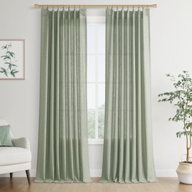 Joywell Linen Pinch Pleated Curtains 108 Inches Long,Back Tab Window Drapes with Hooks Lightweight for Bedroom Living Room Patio Sliding Glass Door Privacy,W40 x L108,Sage Green,2 Panels Set
