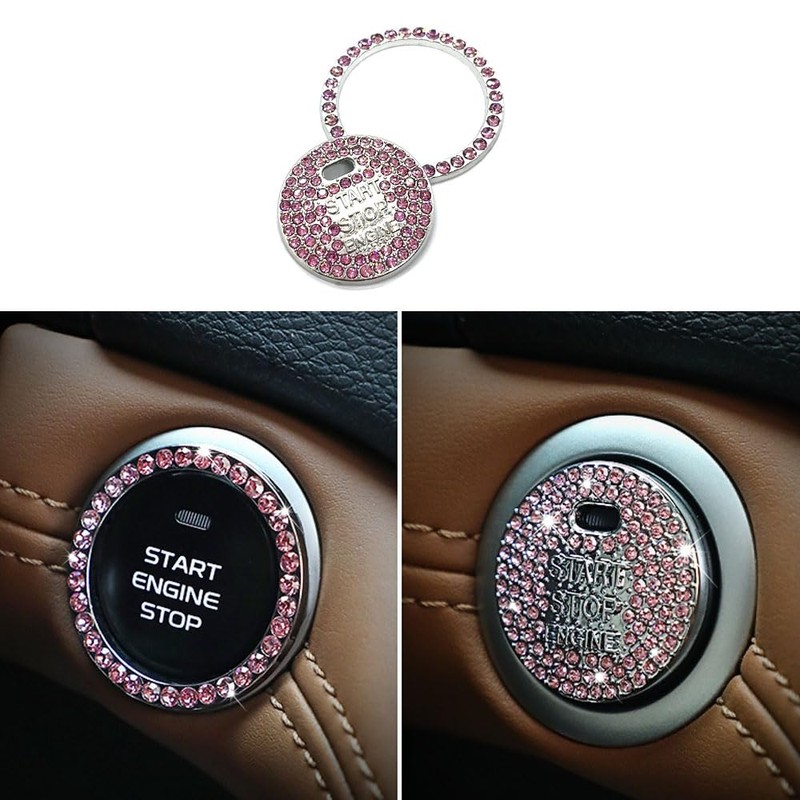 Yandong Car Engine Start Button Ring Universal Rhinestone Button Cover
