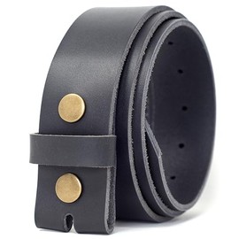 Ashford Ridge 40mm Full Grain Leather Belt with Press Studs, Black with brass rivets