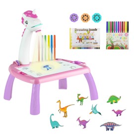 Drawing Projector Table for Kids - Kids Drawing Set for Kids Age 2 3 4 5 6 7 8 Years Old, Christmas Gifts for Girls, Girls Boys Painting Easel Birthday Gifts for Home School Party