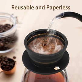 VVGCS 3-Packs Paperless Travel Pour Over Coffee Maker, Collapsible Travel Pour Over Coffee Dripper Kit, Camping Pour Over Coffee with Silicone Coffee Filter, Single Serve Pour Over Coffee Maker