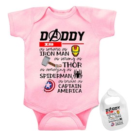 Daddy is ..Superhero -Cute Funny Novelty Shirt Baby Bodysuit Outfit Onesie & Bib