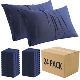 ZPECC Pillow Cases Bulk 24 Pack - Standard Pillowcases with Envelope Closure, Soft Brushed Microfiber Pillow Cover for Hotel Airb&bs Hospital Bedding Essential, Navy