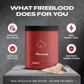 The Fireblood Supplements, Multivitamins, Multi-Mineral, Amino Acid Organic Blend | multivitamin for Men, K2 Vitamin | Boost Masculinity, Boost Energy, Heart Health | 300g Bottle, 30 Day Supply